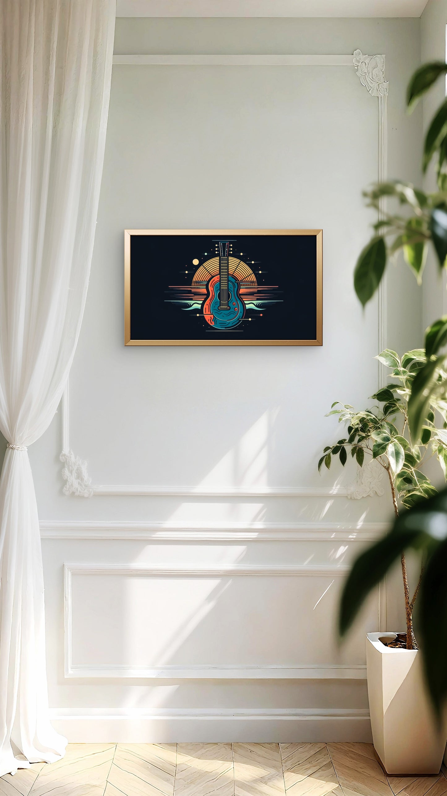 creative-illustration-with-electric-guitar-Luxurious-Lifestyle & Hobbies-3D Textured Wall Art | UV Embossed Canvas Wall Frame for office and gym