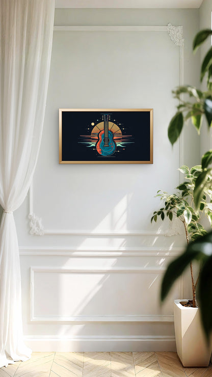 creative-illustration-with-electric-guitar-Luxurious-Lifestyle & Hobbies-3D Textured Wall Art | UV Embossed Canvas Wall Frame for office and gym