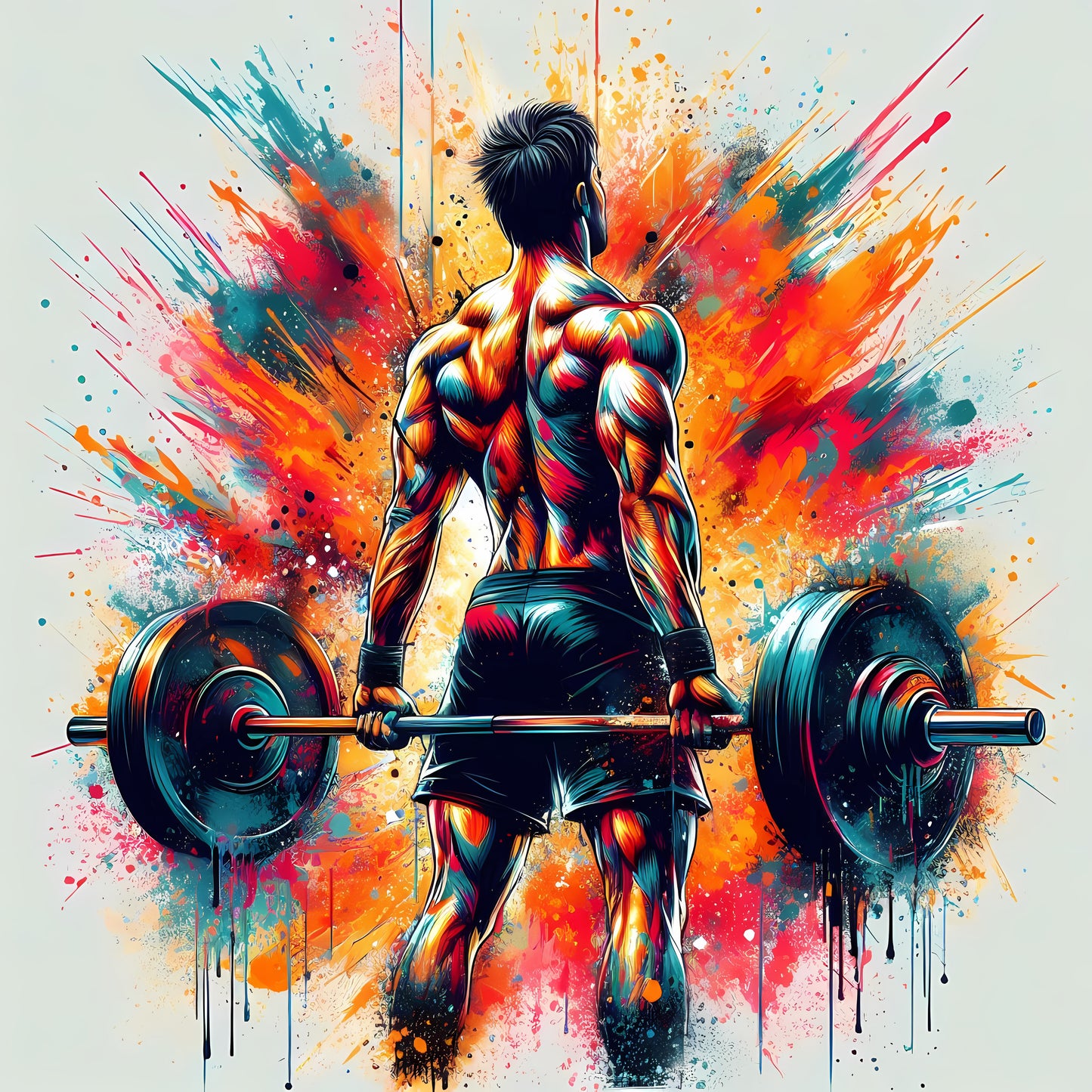 Man-lifting-weights-with-words-bodybuilder-back-Luxurious-Lifestyle & Hobbies-3D Textured Wall Art | UV Embossed Canvas Wall Frame for Gym and Sports area