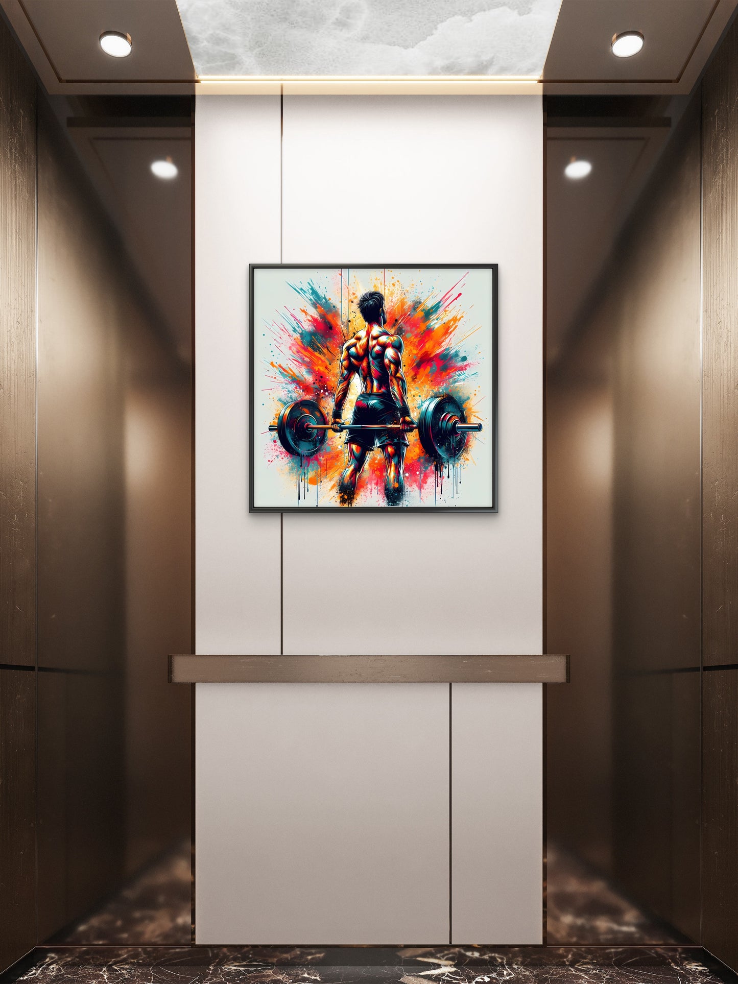 Man-lifting-weights-with-words-bodybuilder-back-Luxurious-Lifestyle & Hobbies-3D Textured Wall Art | UV Embossed Canvas Wall Frame for Gym and Sports area