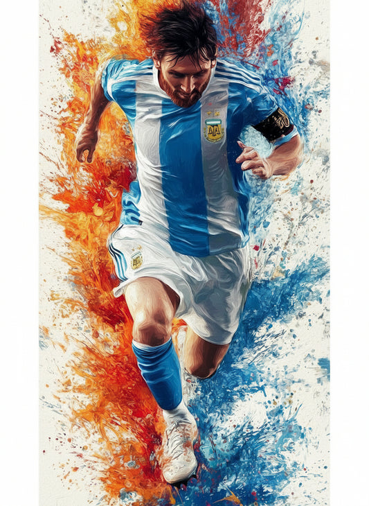 Lionel Messi Splatter-Luxurious-Lifestyle & Hobbies-3D Textured Wall Art | UV Embossed Canvas Wall Frame for Kids room and Sports area