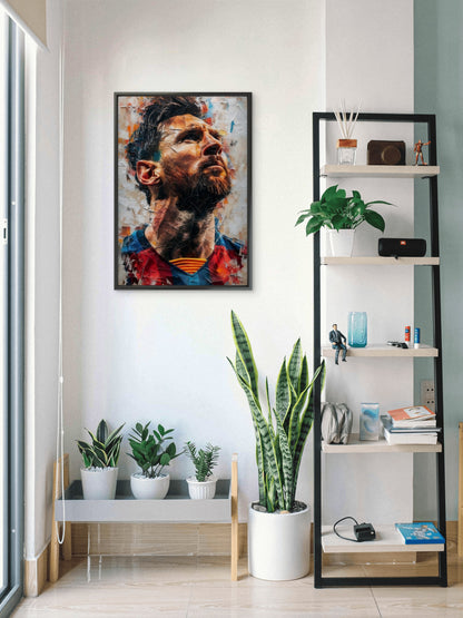 Lionel Messi-Luxurious | 3D Textured Wall Art | UV Printed Embossed Canvas Wall Frame for gym