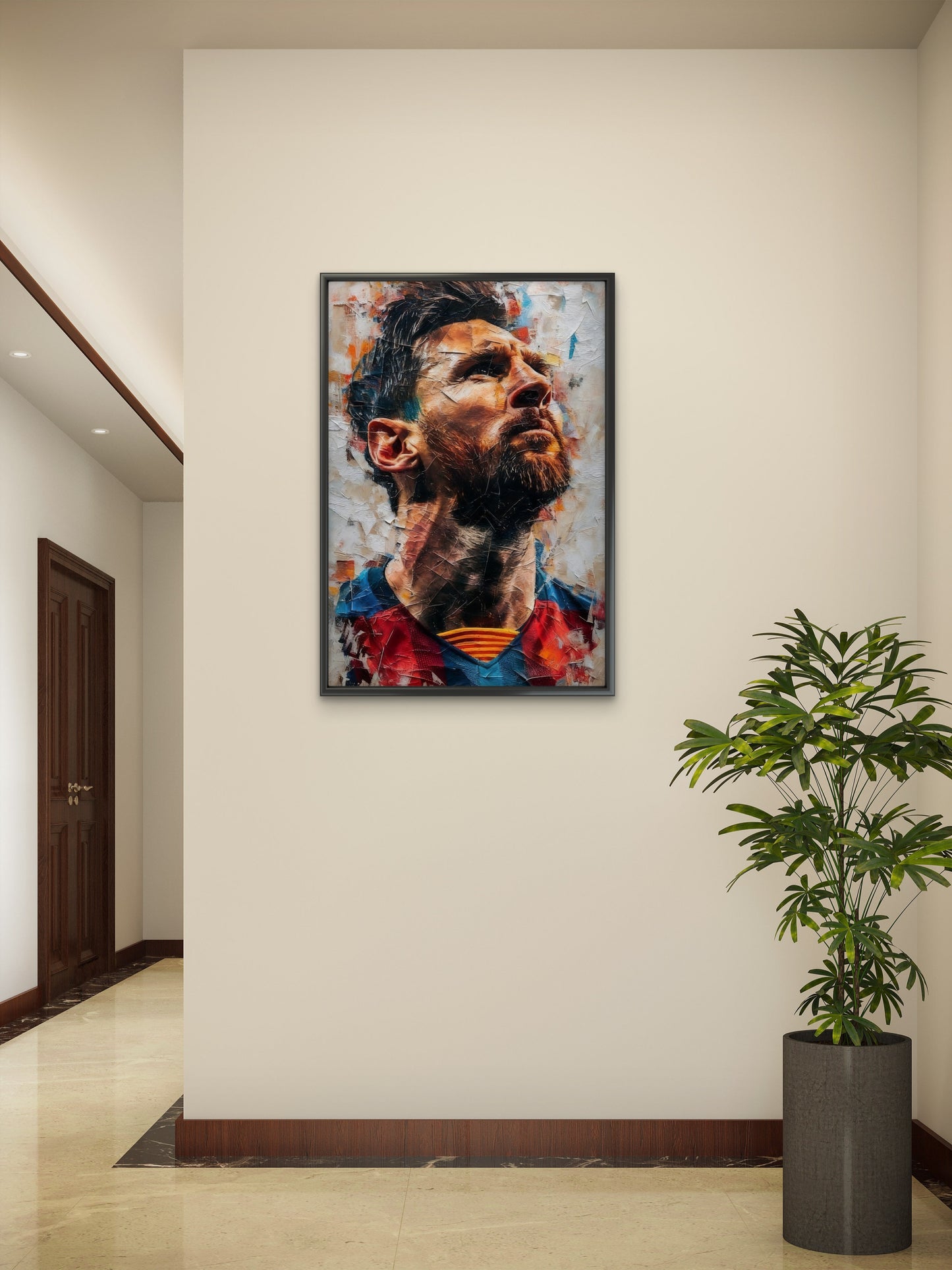 Lionel Messi-Luxurious | 3D Textured Wall Art | UV Printed Embossed Canvas Wall Frame for gym