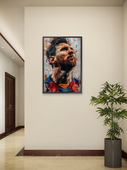 Lionel Messi-Luxurious | 3D Textured Wall Art | UV Printed Embossed Canvas Wall Frame for gym