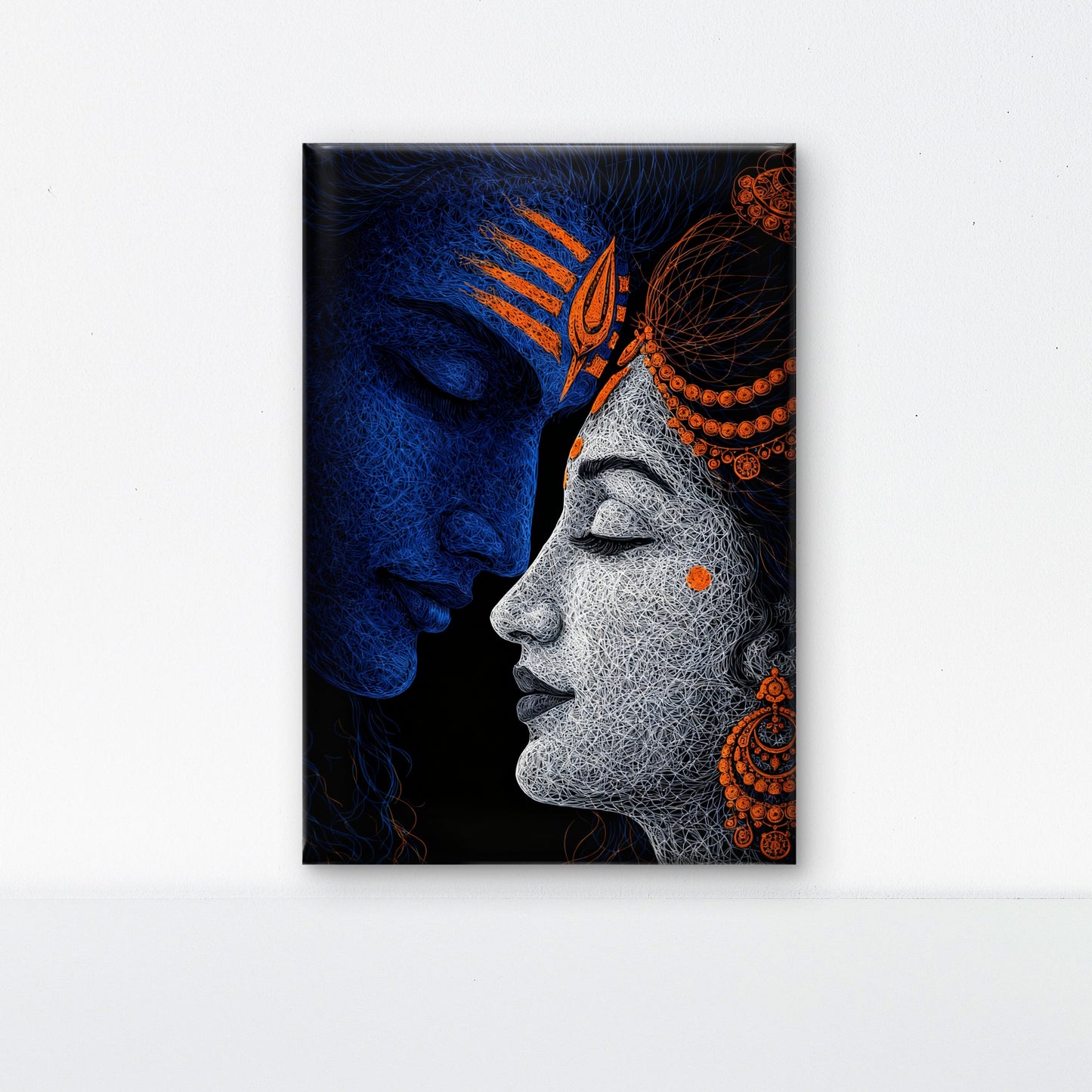 Lord Shiva The Eternal Love-Luxurious-Spiritual & Mindful 3D Textured Wall Art | UV Printed Embossed Canvas Wall Frame for Prayer room ,Meditation Space