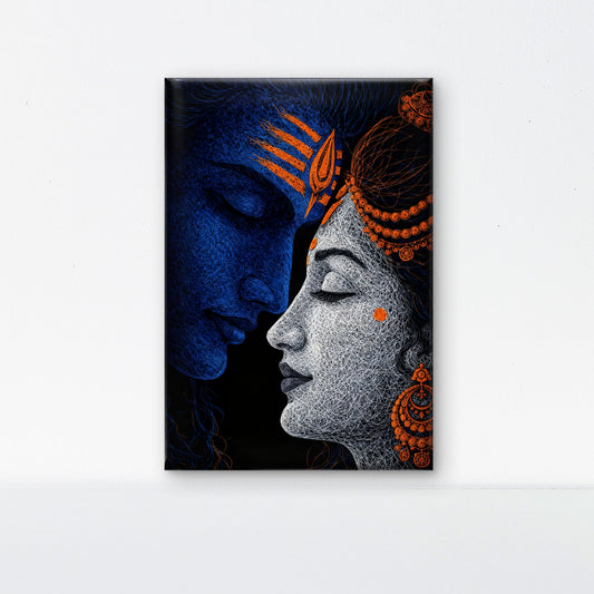 Lord Shiva The Eternal Love-Luxurious-Spiritual & Mindful 3D Textured Wall Art | UV Printed Embossed Canvas Wall Frame for Prayer room ,Meditation Space