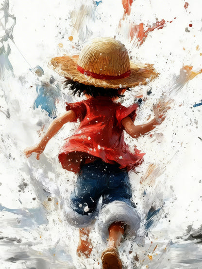 Luffy Running-Luxury-Kids & Whimsical-3D Textured Wall Art | UV Embossed Canvas Wall Frame for Kids room
