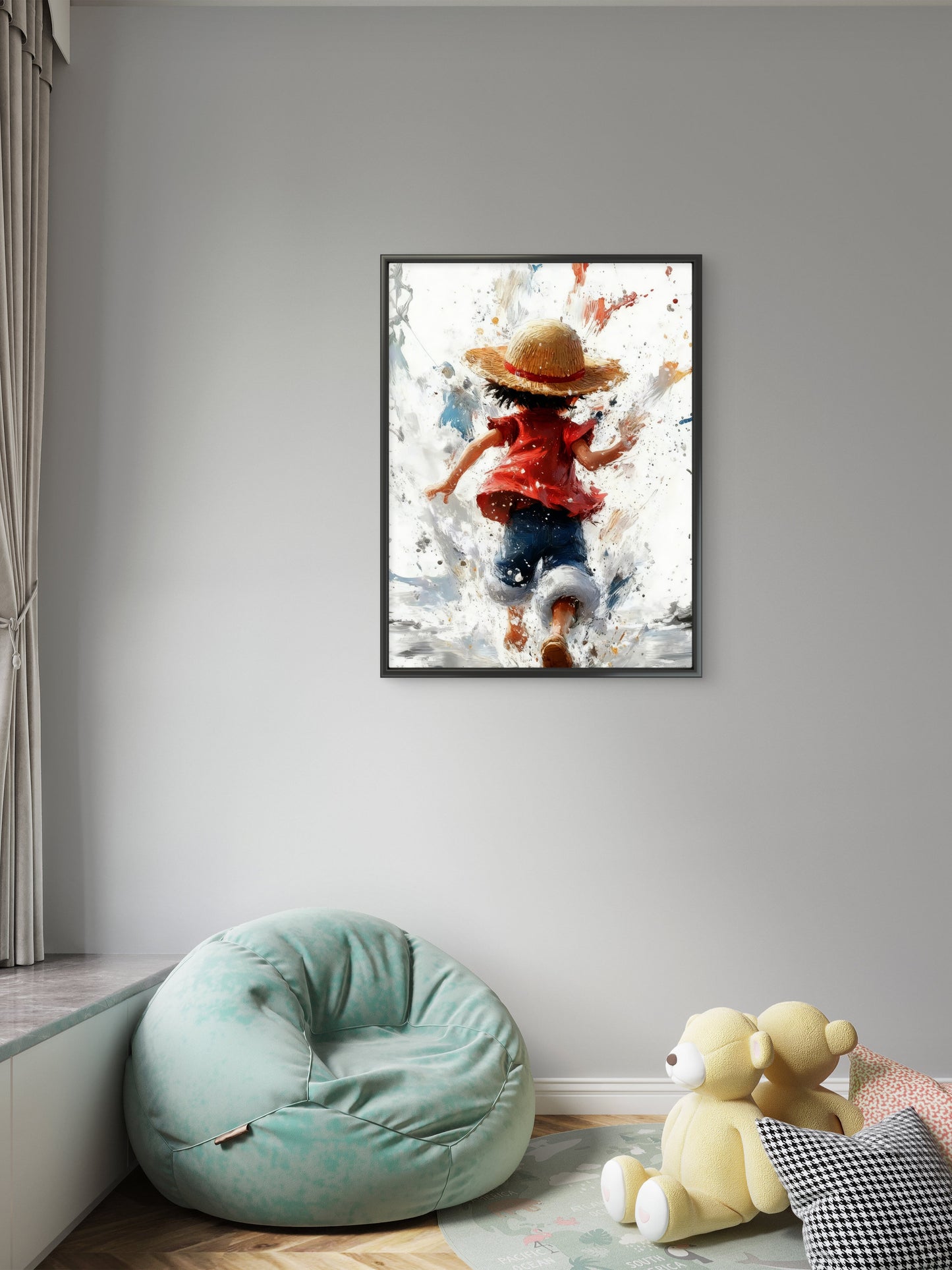 Luffy Running-Luxury-Kids & Whimsical-3D Textured Wall Art | UV Embossed Canvas Wall Frame for Kids room