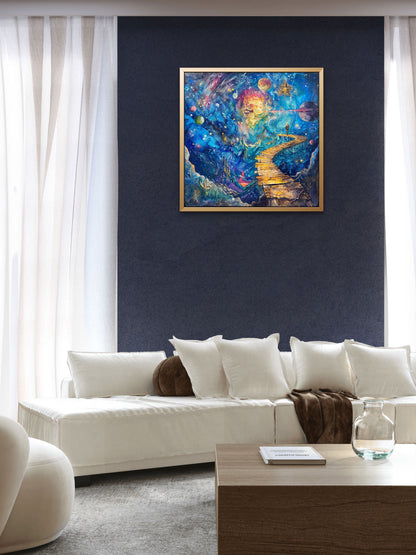 joy-is-journey-Cosmic & Fantasy-3D Textured Wall Art | UV Embossed Canvas Wall Frame for Kids room  and bed room