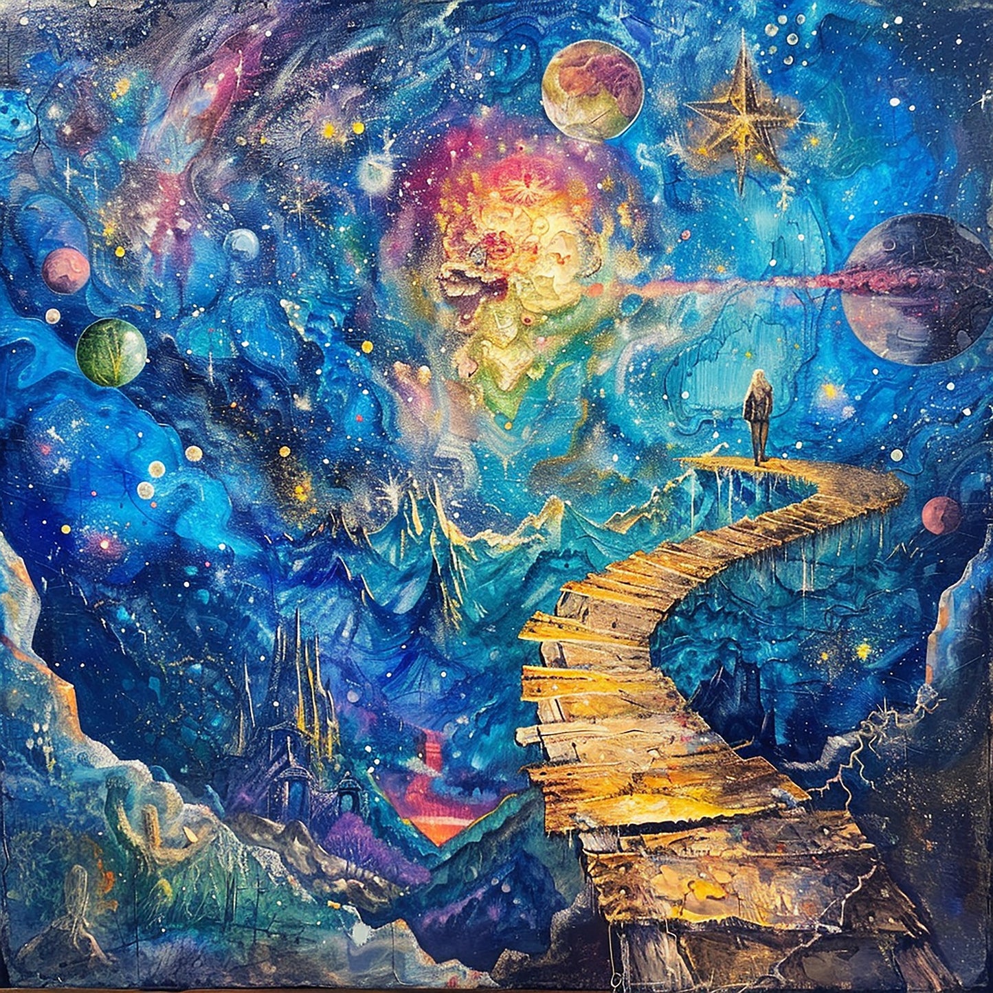 joy-is-journey-Cosmic & Fantasy-3D Textured Wall Art | UV Embossed Canvas Wall Frame for Kids room  and bed room