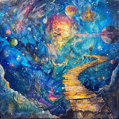 joy-is-journey-Cosmic & Fantasy-3D Textured Wall Art | UV Embossed Canvas Wall Frame for Kids room  and bed room