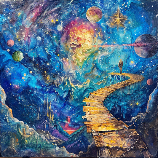 joy-is-journey-Cosmic & Fantasy-3D Textured Wall Art | UV Embossed Canvas Wall Frame for Kids room  and bed room