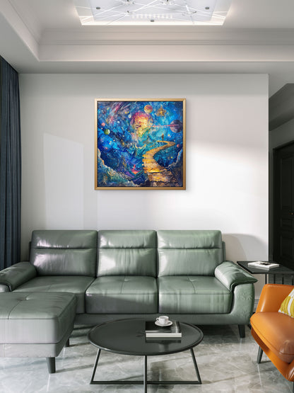 joy-is-journey-Cosmic & Fantasy-3D Textured Wall Art | UV Embossed Canvas Wall Frame for Kids room  and bed room