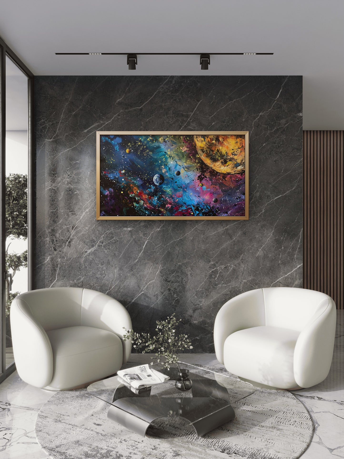 -planet-with-universe-background-Premium-Cosmic & Fantasy-3D Textured Wall Art | UV Embossed Canvas Wall Frame for Kids room and bed room