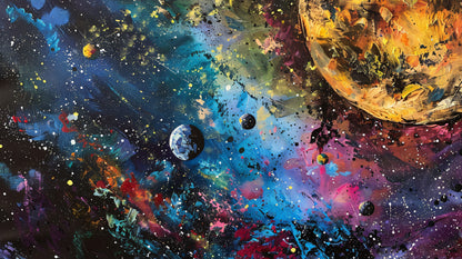 -planet-with-universe-background-Premium-Cosmic & Fantasy-3D Textured Wall Art | UV Embossed Canvas Wall Frame for Kids room and bed room