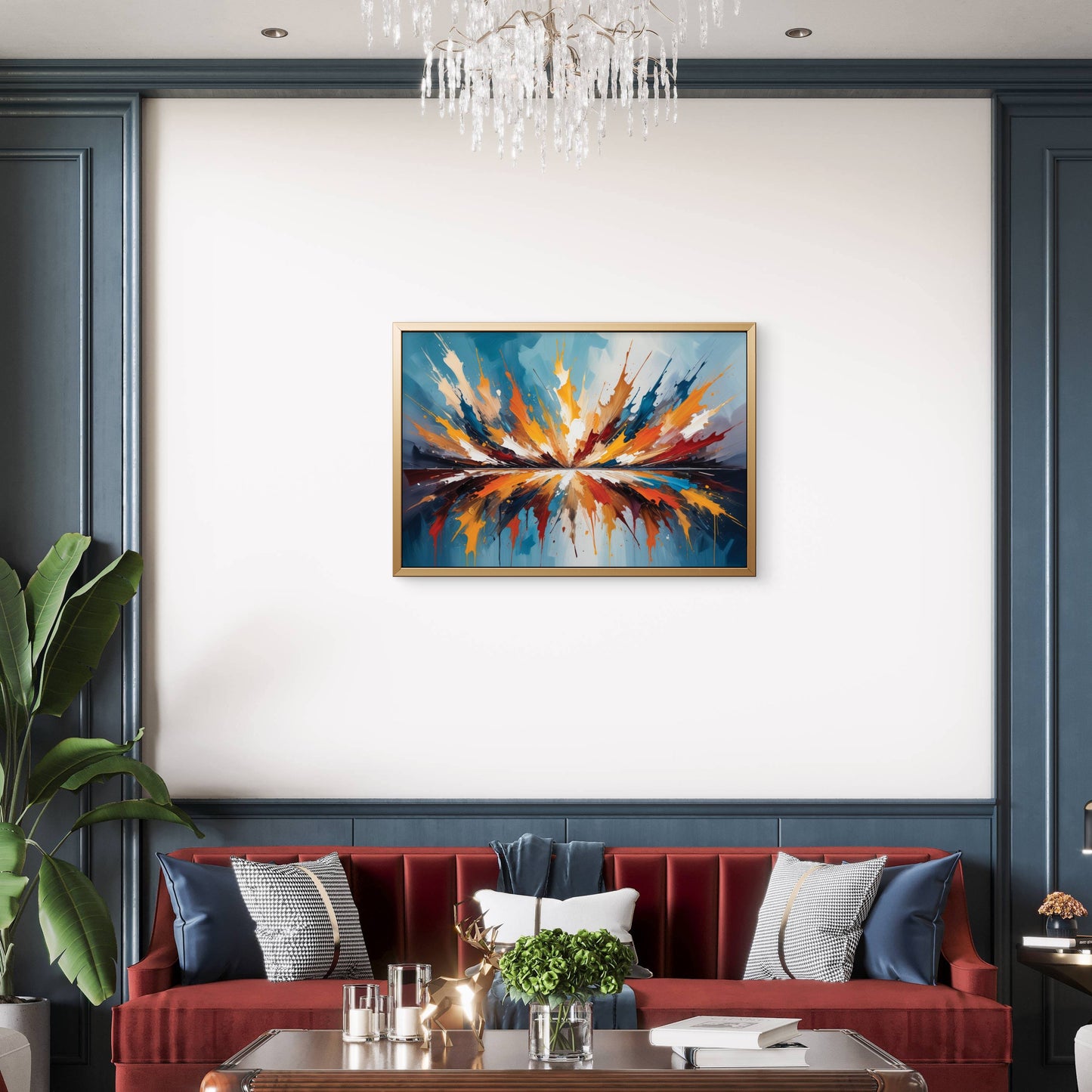 Sunset-with-reflection-sunset-Premium-Cosmic & Fantasy-3D Textured Wall Art | UV Embossed Canvas Wall Frame for Kids room and living room