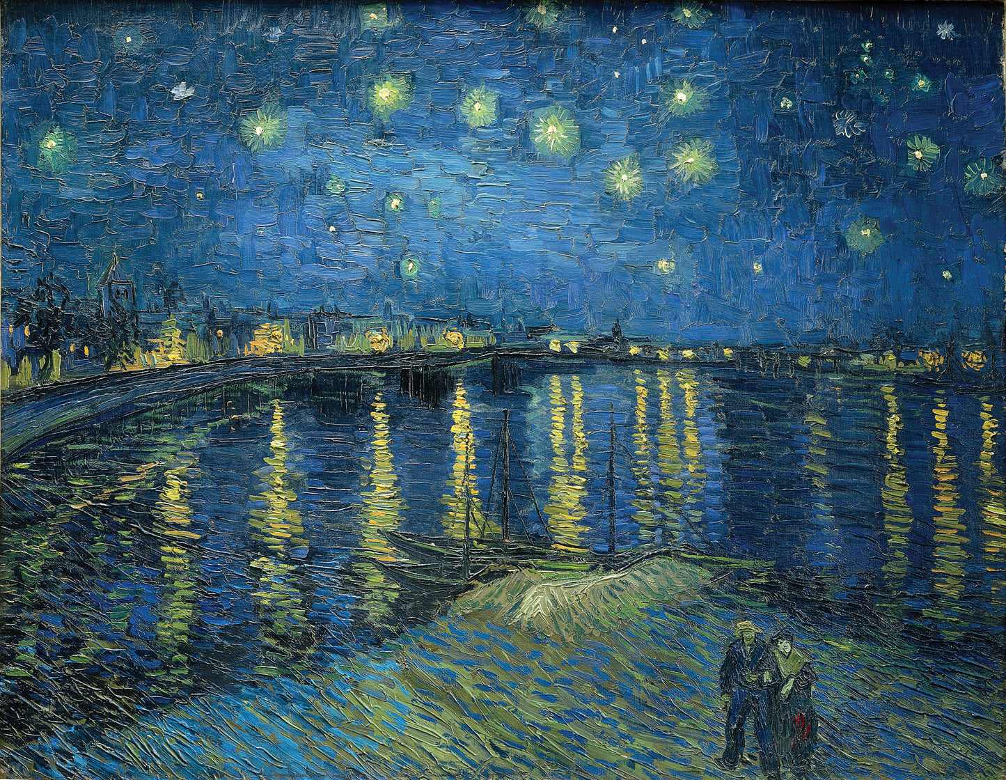 Starry_Night_Over_the_Rhone-Luxurious-Nature and landscape | 3D Textured Wall Art | UV Printed Embossed Canvas Wall Frame for Home Decor,Living Room