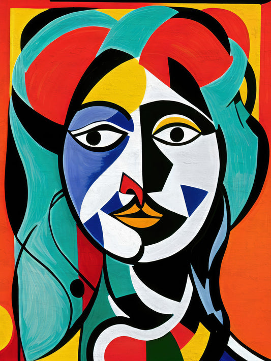 abstract-modern-art-picasso-style-human-woman-face-Luxurious-Modern Art & Abstract| 3D Textured Wall Art | UV Printed Embossed Canvas Wall Frame for Office,Meditation Space