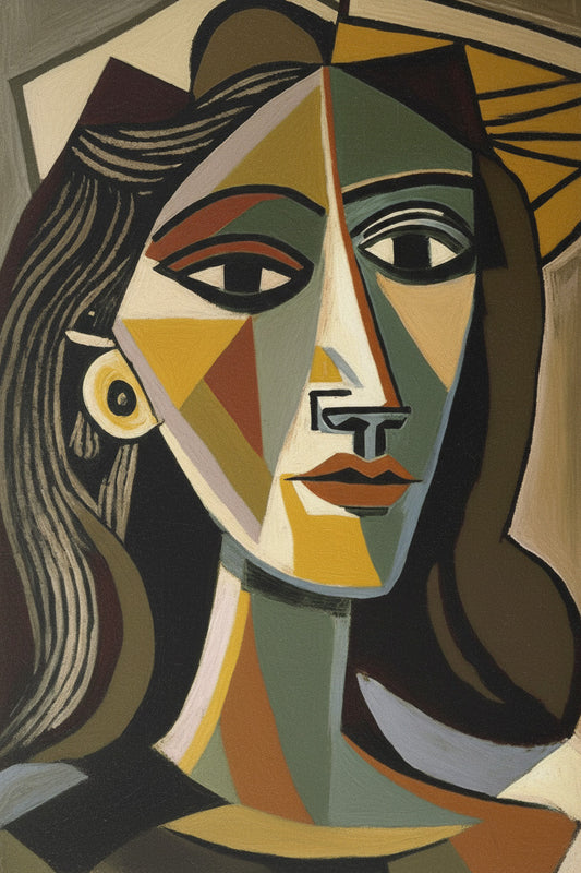 cubist-portrait-of-a-womans-face-Luxurious-Modern Art & Abstract| 3D Textured Wall Art | UV Printed Embossed Canvas Wall Frame for Office,Meditation Space