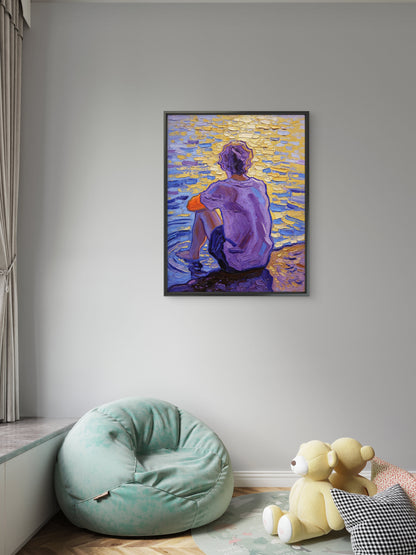 Alone boy-Premium-Kids & Whimsical-3D Textured Wall Art | UV Embossed Canvas Wall Frame for Kids room