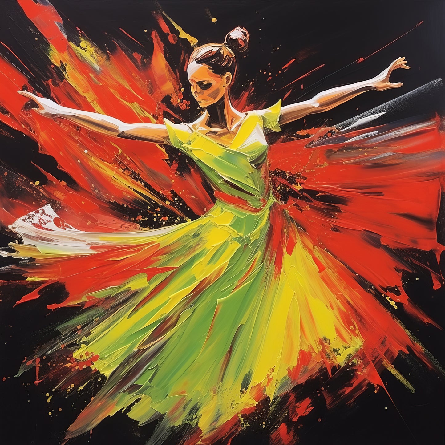 vibrant-ballerina-abstract-inspired-by-dance-Luxurious-Lifestyle & Hobbies-3D Textured Wall Art | UV Embossed Canvas Wall Frame for Kids room and home decor