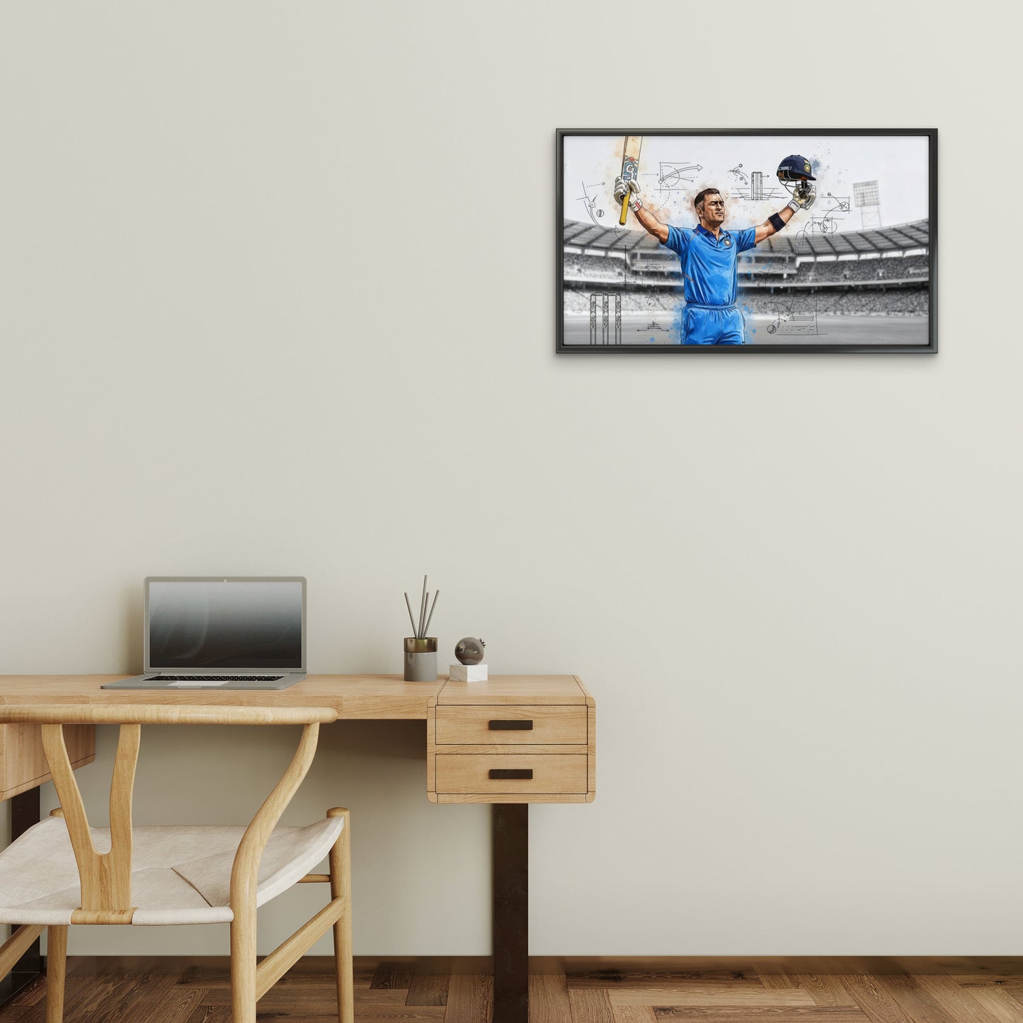 MS Dhoni-Luxurious-Lifestyle & Hobbies-3D Textured Wall Art | UV Embossed Canvas Wall Frame for Kids room and Sports area