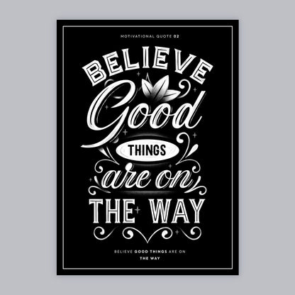 Believe Good Things Are on the way-Luxurious-Motivational & Typography| 3D Textured Wall Art | UV Printed Embossed Canvas Wall Frame for Office,Meditation Space