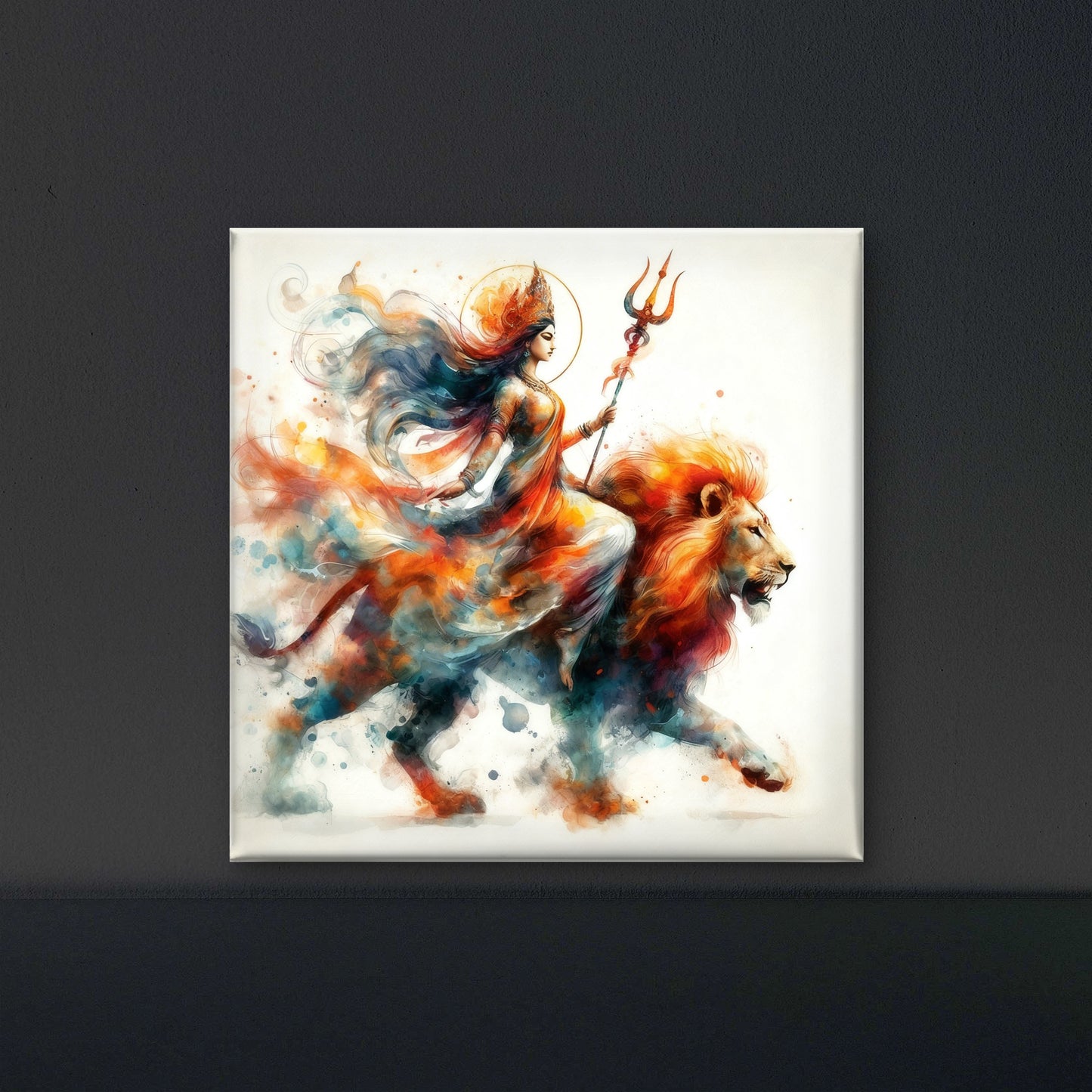 Maa Durga-Luxurious-Spiritual & Mindful 3D Textured Wall Art | UV Printed Embossed Canvas Wall Frame for Prayer room ,Meditation Space