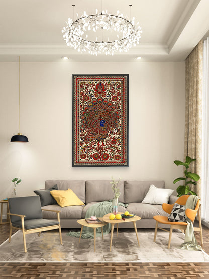 Madhubani Folk Art-Luxurious-Indian Culture &  Folk Art 3D Textured Wall Art | UV Printed Embossed Canvas Wall Frame for Home Decor,living Room