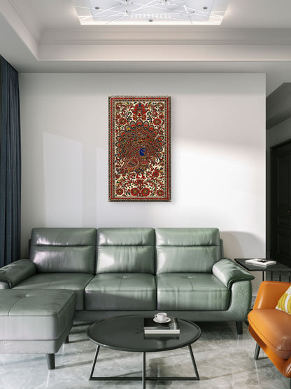 Madhubani Folk Art-Luxurious-Indian Culture &  Folk Art 3D Textured Wall Art | UV Printed Embossed Canvas Wall Frame for Home Decor,living Room