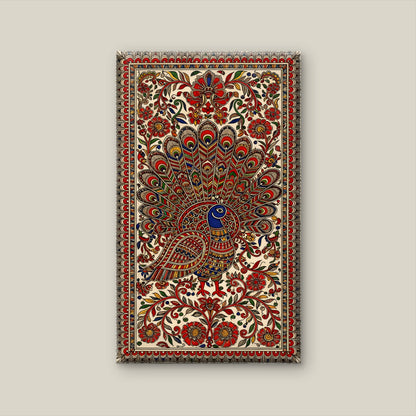 Madhubani Folk Art-Luxurious-Indian Culture &  Folk Art 3D Textured Wall Art | UV Printed Embossed Canvas Wall Frame for Home Decor,living Room