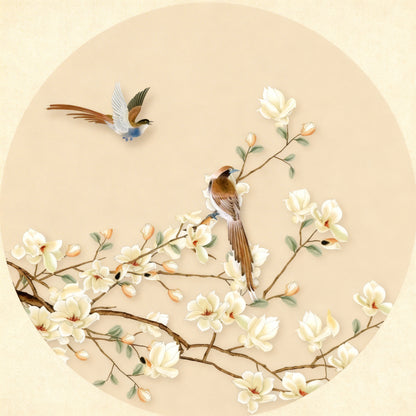 Magnolias in Bloom-Luxurious | 3D Textured Wall Art | UV Printed Embossed Canvas Wall Frame for living room,home decor