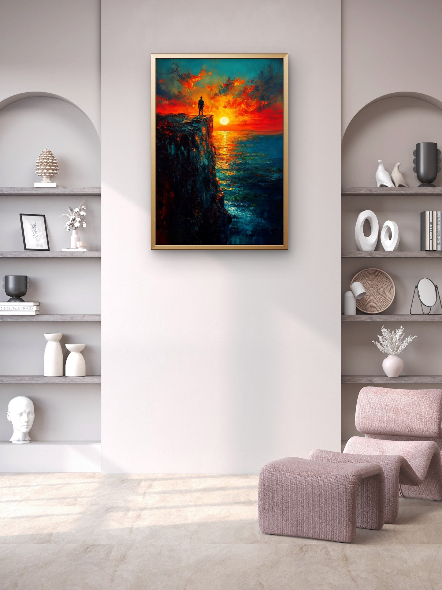 Meadow of the Swirling Skies-Luxury-Cosmic & Fantasy-3D Textured Wall Art | UV Embossed Canvas Wall Frame for Kids room  and living room