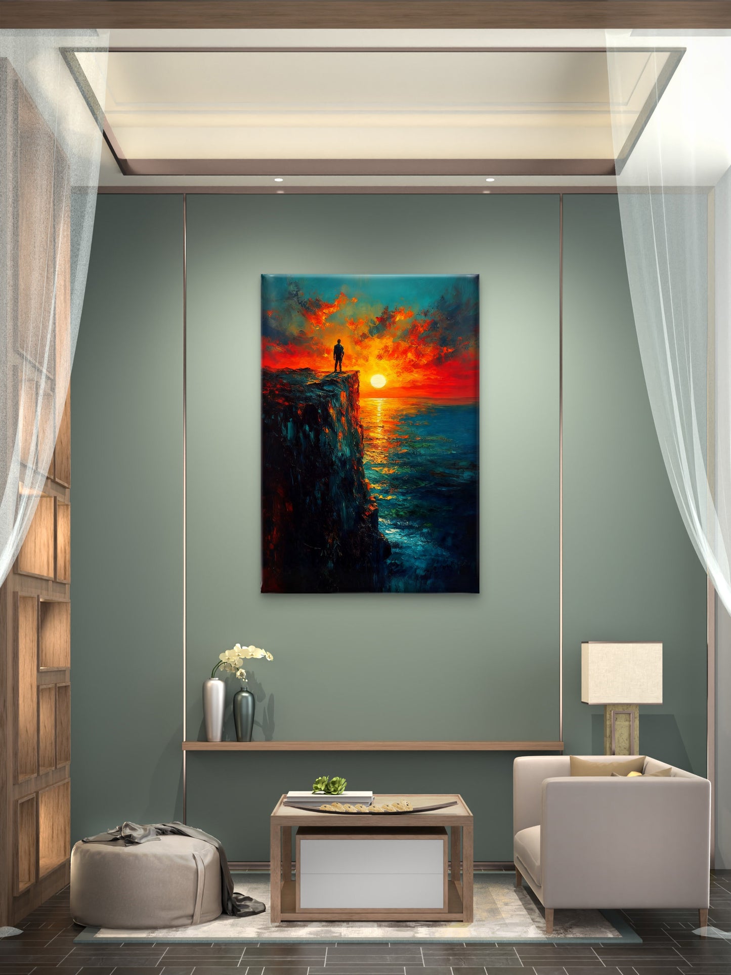 Meadow of the Swirling Skies-Luxury-Cosmic & Fantasy-3D Textured Wall Art | UV Embossed Canvas Wall Frame for Kids room  and living room