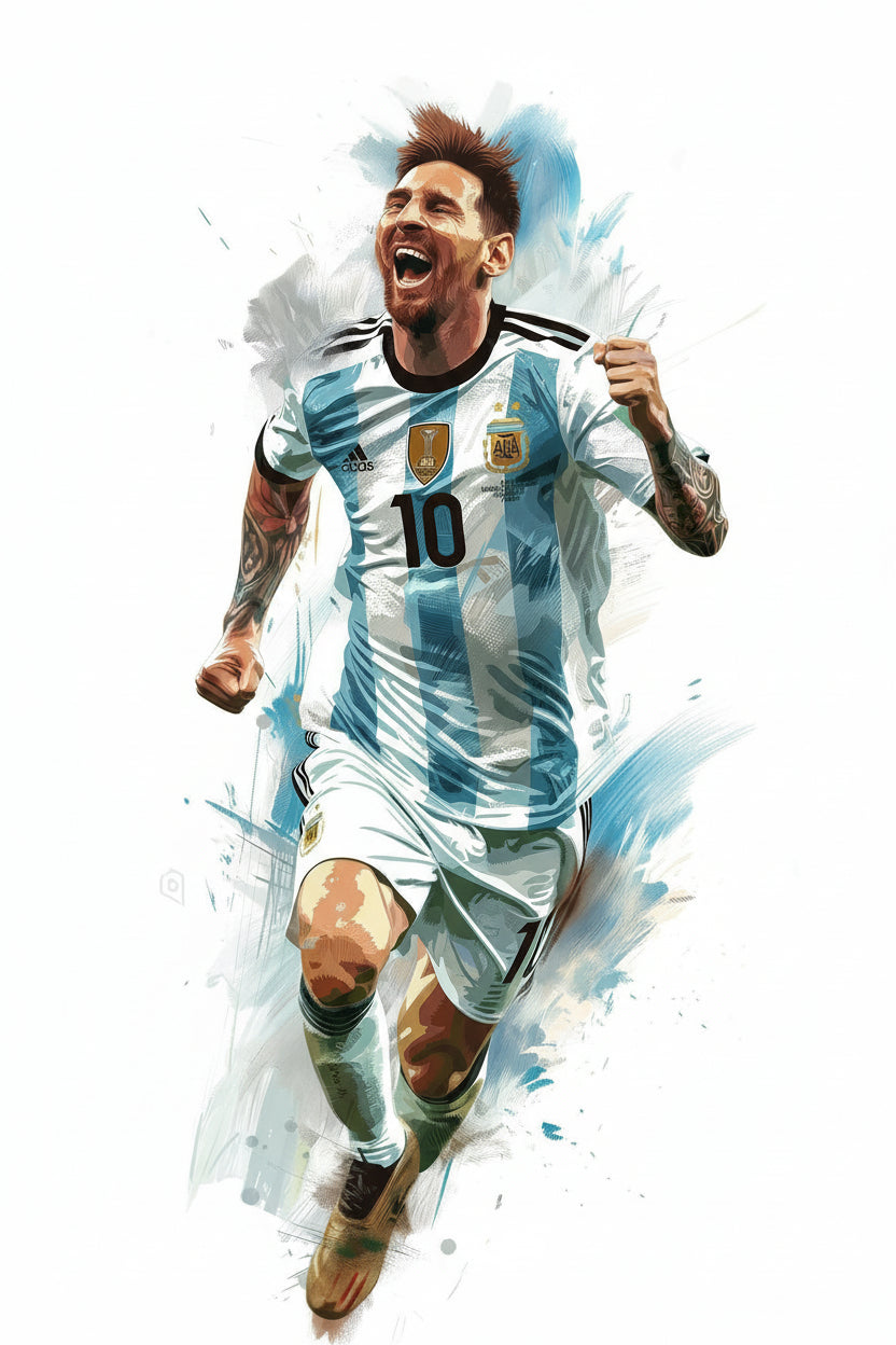 Messi Argentina Champions-Luxurious-Lifestyle & Hobbies-3D Textured Wall Art | UV Embossed Canvas Wall Frame for Kids room and Sports area