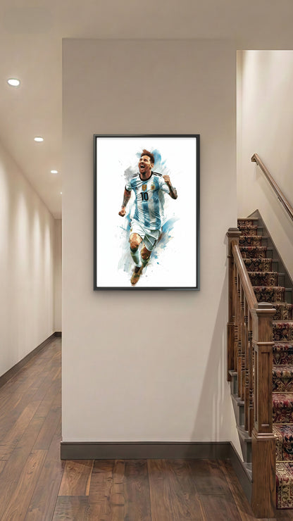 Messi Argentina Champions-Luxurious-Lifestyle & Hobbies-3D Textured Wall Art | UV Embossed Canvas Wall Frame for Kids room and Sports area