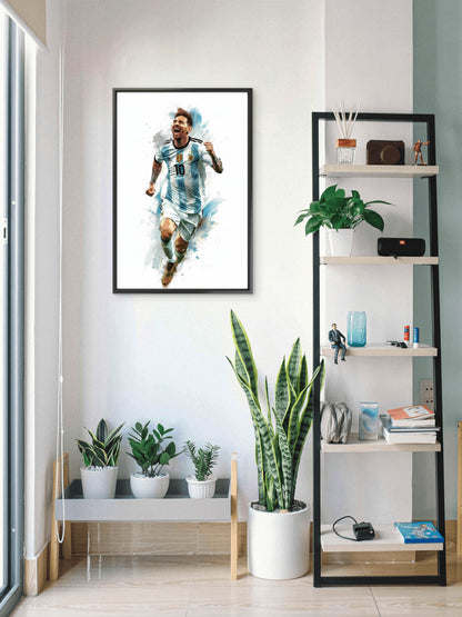 Messi Argentina Champions-Luxurious-Lifestyle & Hobbies-3D Textured Wall Art | UV Embossed Canvas Wall Frame for Kids room and Sports area