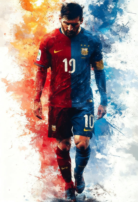 Messi The Journey-Luxurious-Lifestyle & Hobbies-3D Textured Wall Art | UV Embossed Canvas Wall Frame for Kids room and Sports area