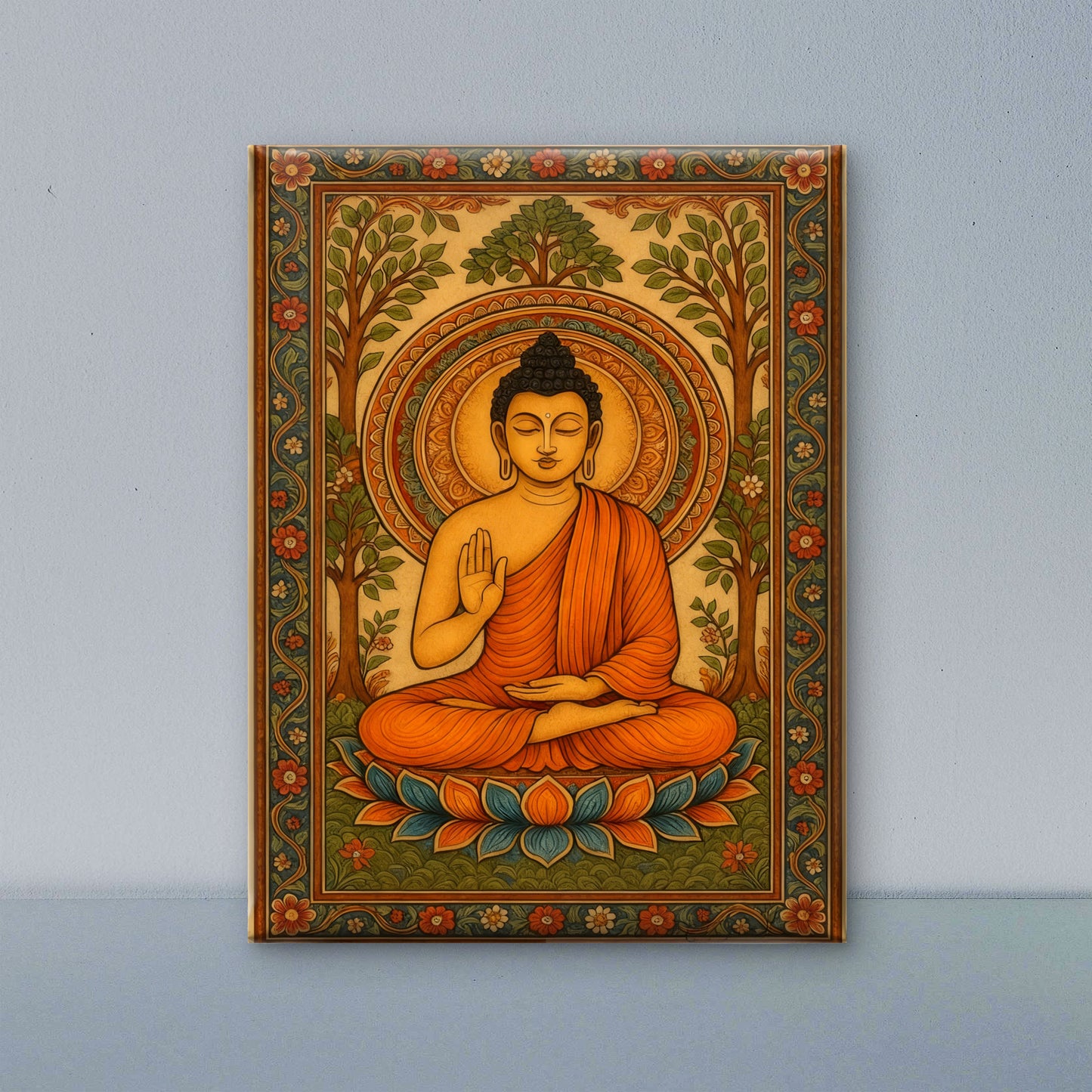 Modern Buddhist Folk Art-Luxurious-Indian Culture &  Folk Art 3D Textured Wall Art | UV Printed Embossed Canvas Wall Frame for Home Decor,living Room