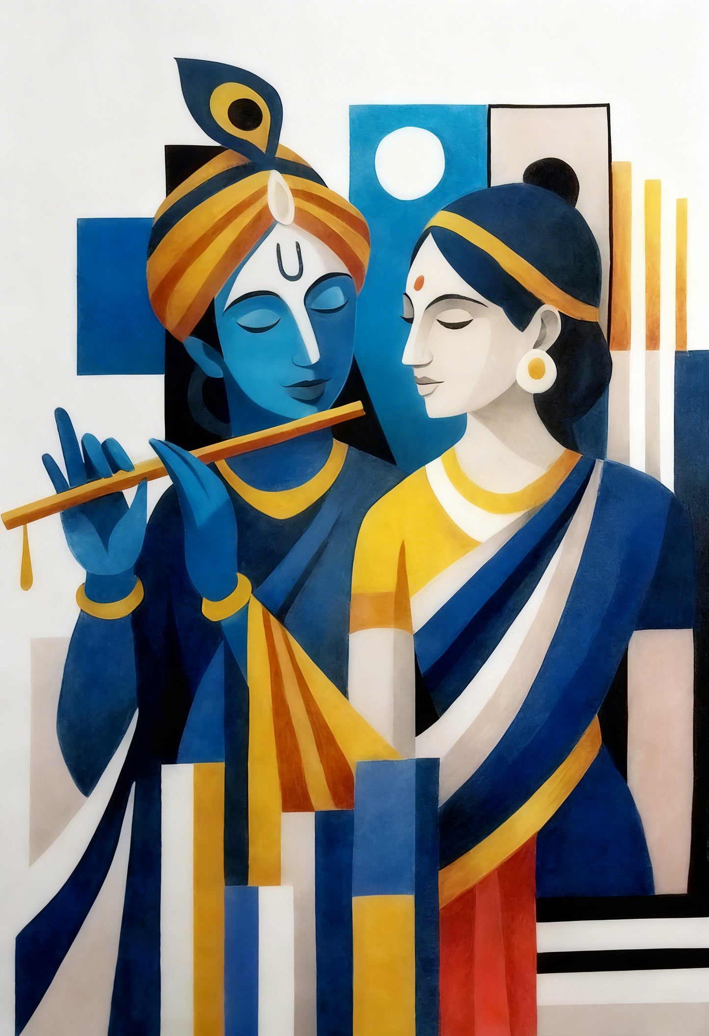 Modern Radha Krishna-Luxurious-Spiritual & Mindful 3D Textured Wall Art | UV Printed Embossed Canvas Wall Frame for Prayer room ,Meditation Space