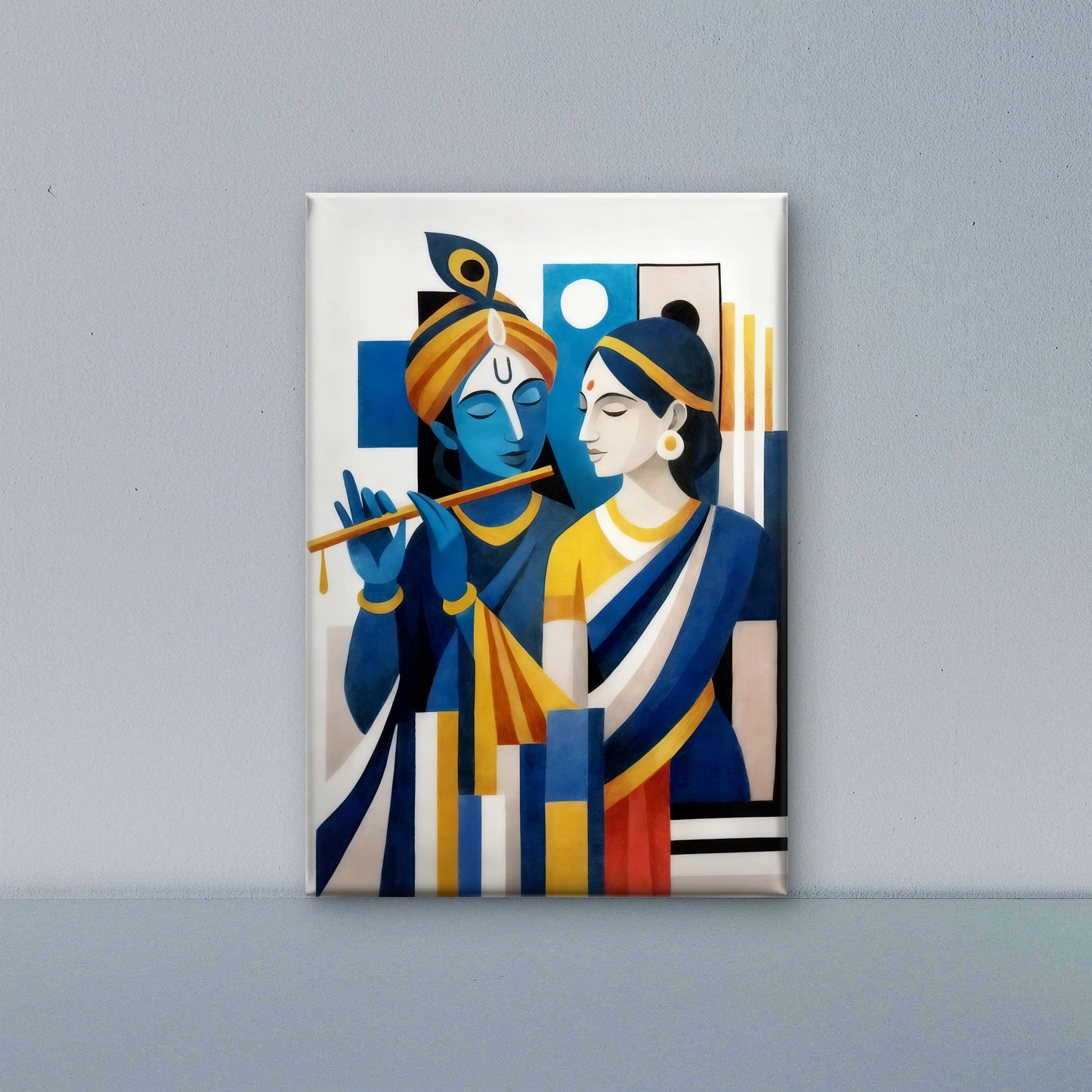 Modern Radha Krishna-Luxurious-Spiritual & Mindful 3D Textured Wall Art | UV Printed Embossed Canvas Wall Frame for Prayer room ,Meditation Space