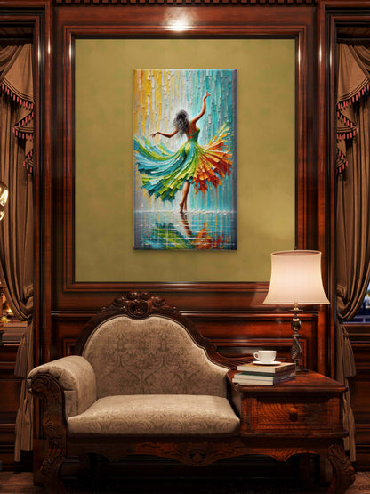 Modern_Ballerina_Impasto_Rain-Luxurious-Lifestyle & Hobbies-3D Textured Wall Art | UV Embossed Canvas Wall Frame for Home decor and living room