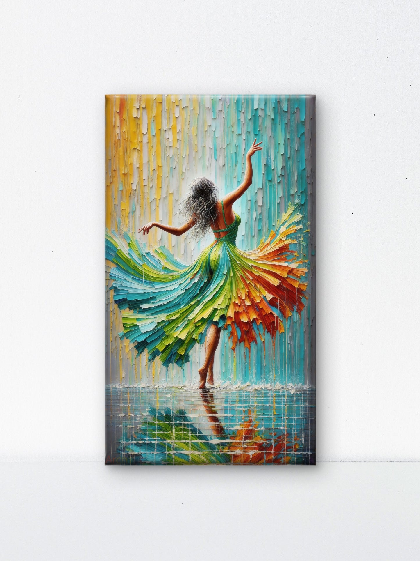 Modern_Ballerina_Impasto_Rain-Luxurious-Lifestyle & Hobbies-3D Textured Wall Art | UV Embossed Canvas Wall Frame for Home decor and living room