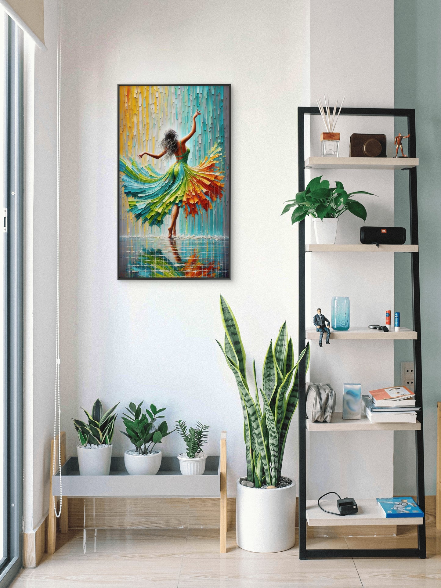 Modern_Ballerina_Impasto_Rain-Luxurious-Lifestyle & Hobbies-3D Textured Wall Art | UV Embossed Canvas Wall Frame for Home decor and living room