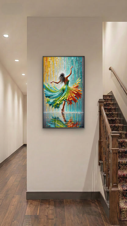 Modern_Ballerina_Impasto_Rain-Luxurious-Lifestyle & Hobbies-3D Textured Wall Art | UV Embossed Canvas Wall Frame for Home decor and living room