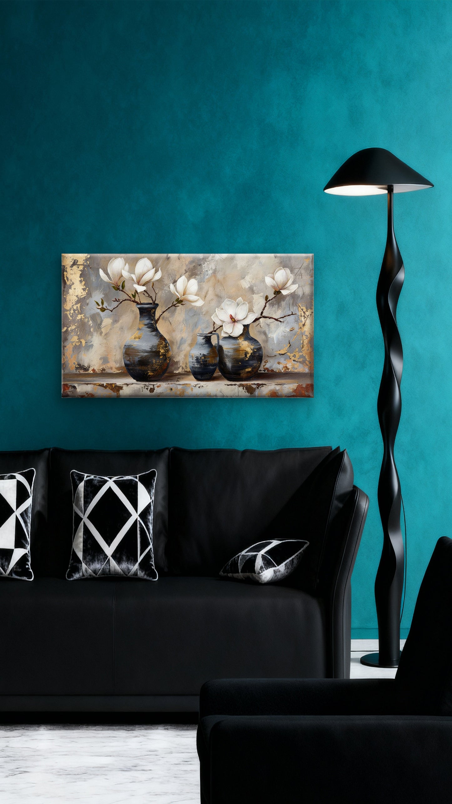 Modern_Gilded_Botanical-Pot-Elegant-Floral & Botanical-3D Textured Wall Art | UV Embossed Canvas Wall Frame for home decor and living room