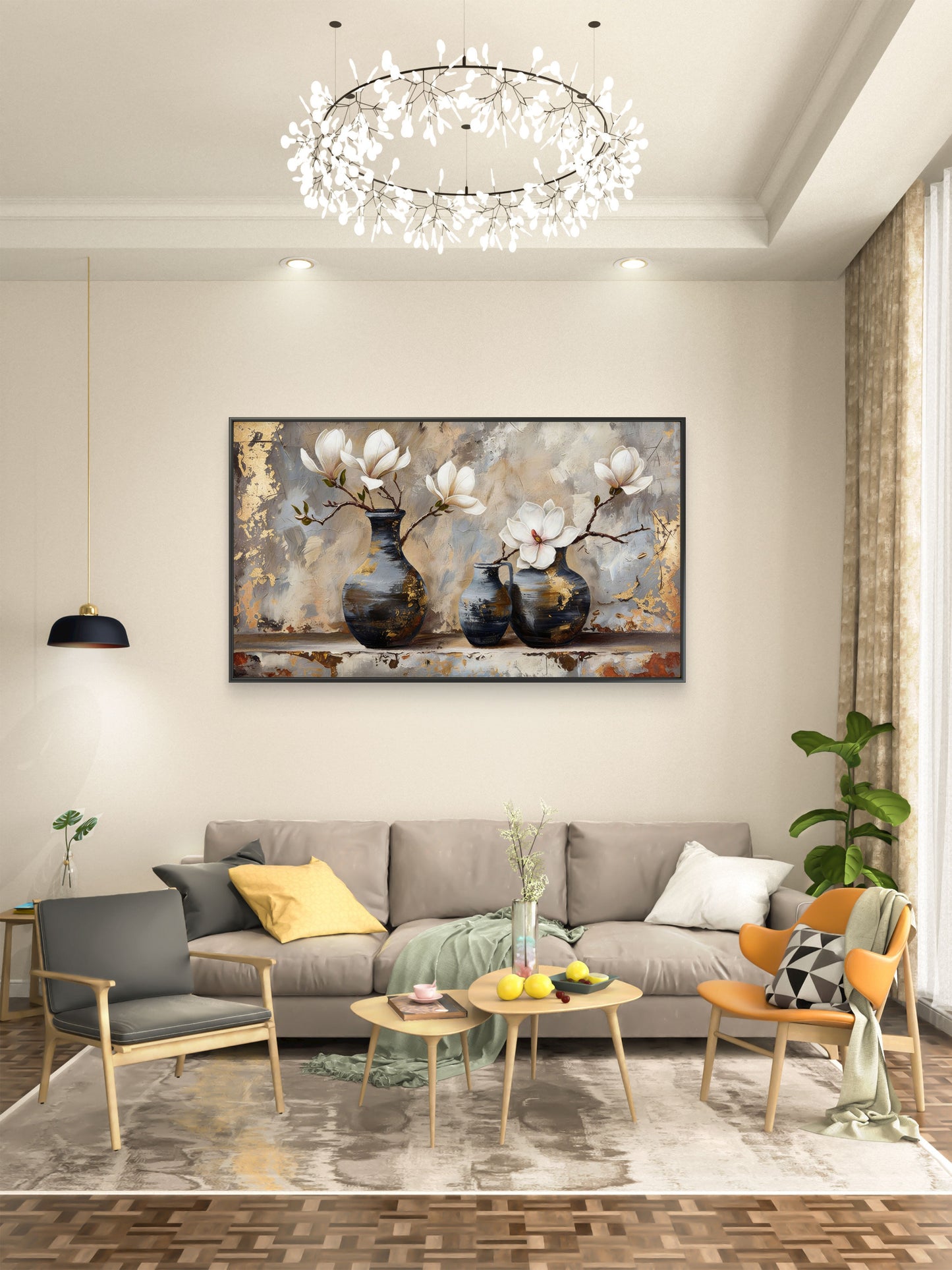 Modern_Gilded_Botanical-Pot-Elegant-Floral & Botanical-3D Textured Wall Art | UV Embossed Canvas Wall Frame for home decor and living room