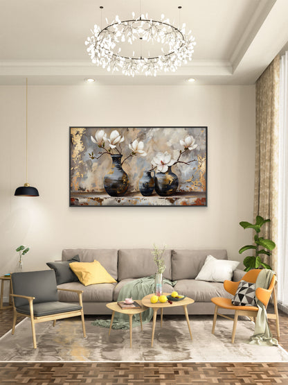 Modern_Gilded_Botanical-Pot-Elegant-Floral & Botanical-3D Textured Wall Art | UV Embossed Canvas Wall Frame for home decor and living room