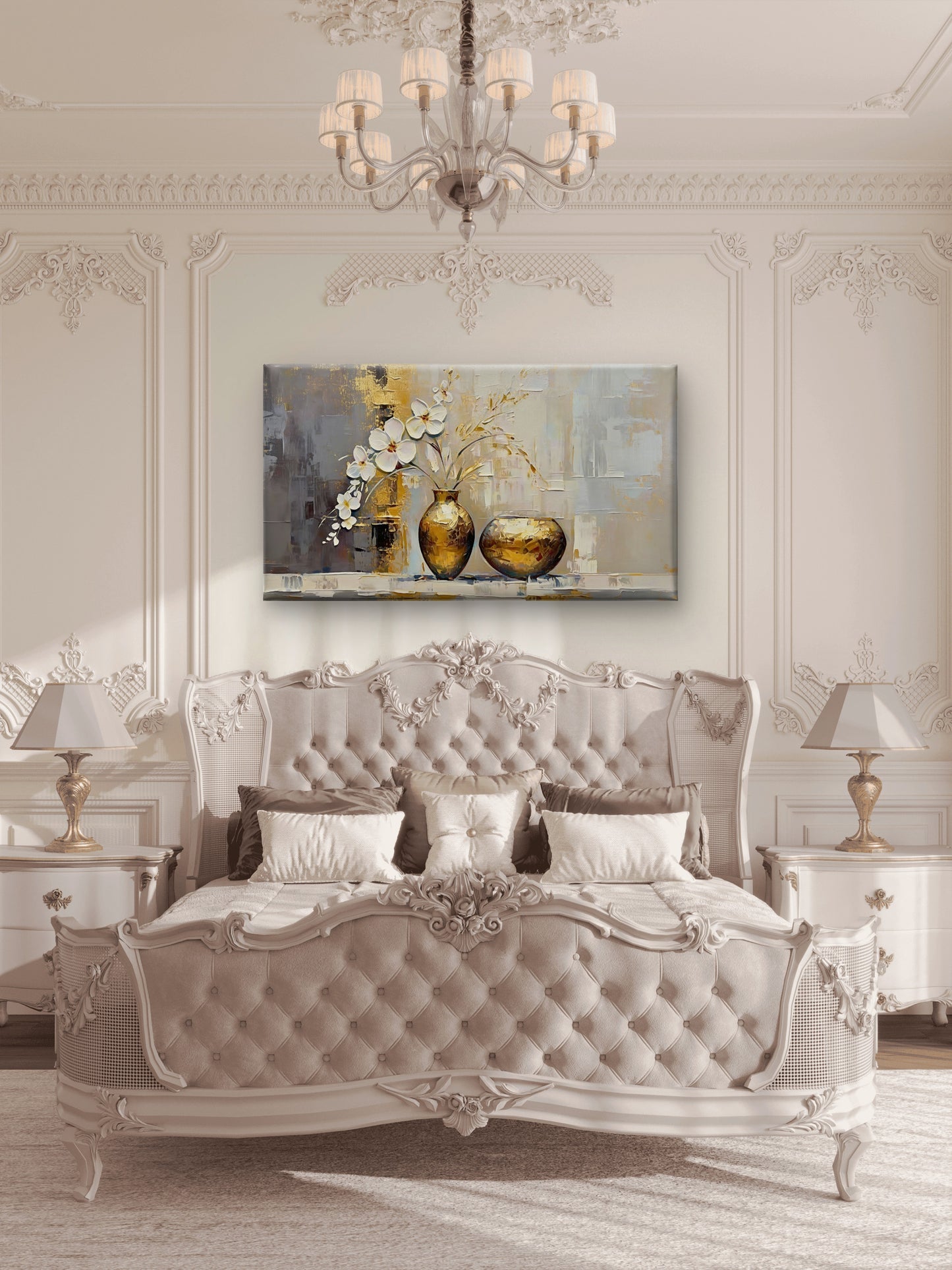 Modern_Gold_Leaf-Premium-Floral & Botanical-3D Textured Wall Art | UV Embossed Canvas Wall Frame for Living room and bed room