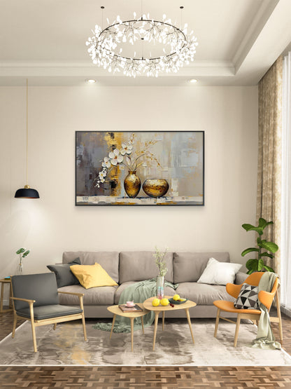 Modern_Gold_Leaf-Premium-Floral & Botanical-3D Textured Wall Art | UV Embossed Canvas Wall Frame for Living room and bed room